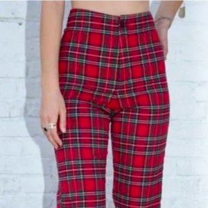 Red Tartan Trousers from Brandy Melville